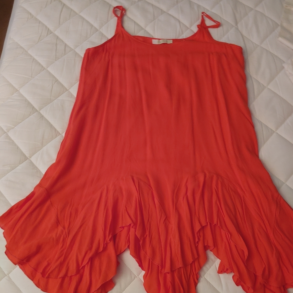 Orange Slip Ruffle Dress